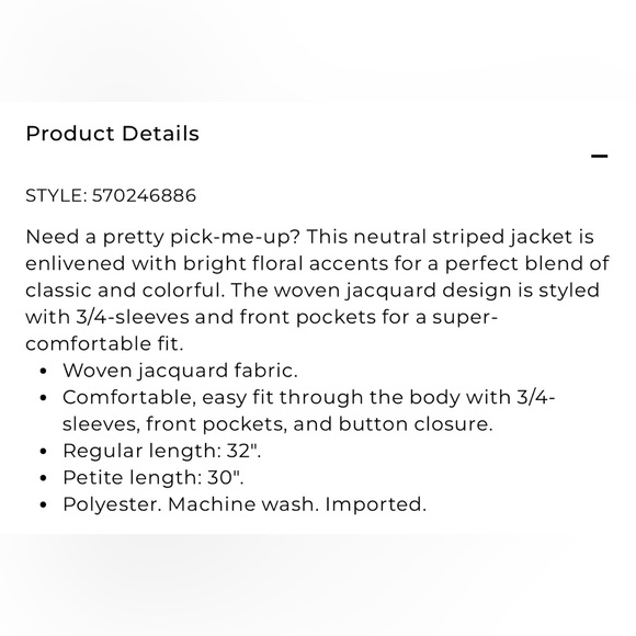 Chico’s Textured Striped Floral Jacket - Picture 8 of 8